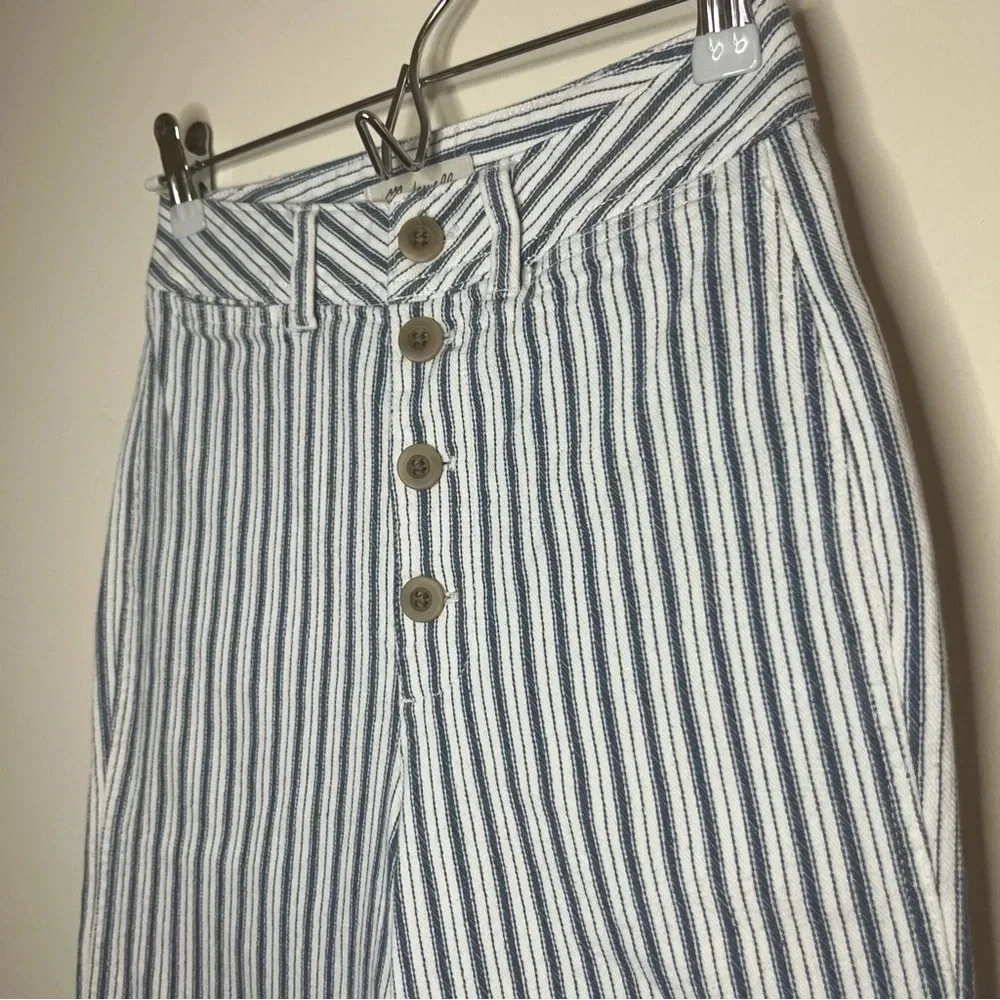 MADEWELL Emmett Railroad Stripe Wide Leg Cropped Jeans
